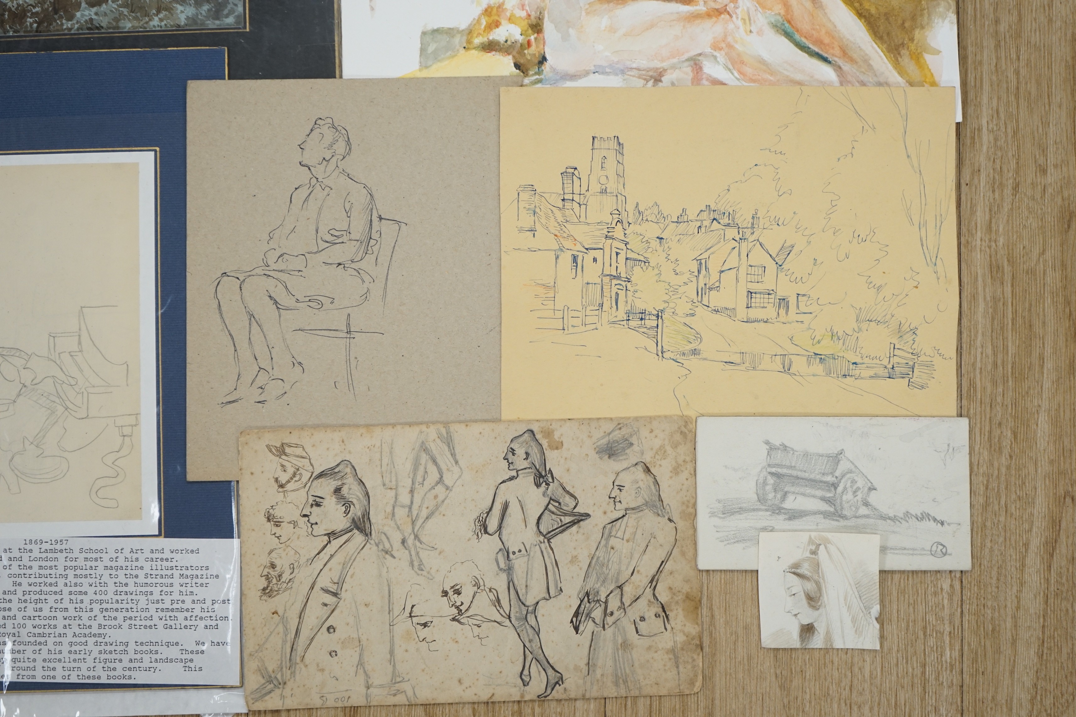 A folio of assorted drawings and watercolours, 18th century and later